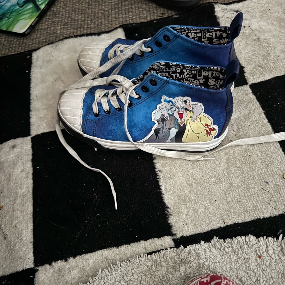 Hot Topic Blue and White High-Top Sneakers - Picture 2 of 3